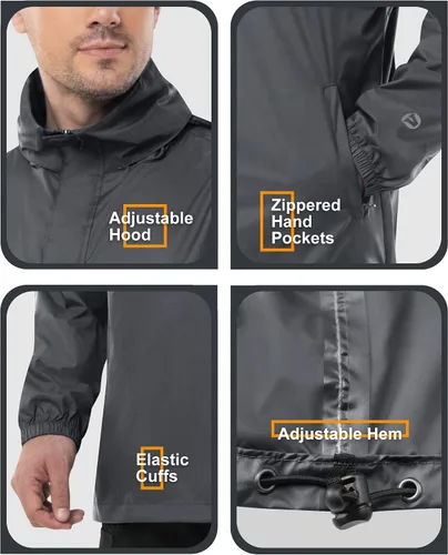Miniatura 73 de Outdoor Ventures Chaqueta de lluvia para hombre, impermeable, ligera, plegable, para senderismo, golf, correr