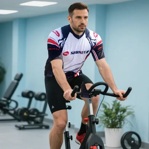Miniatura 5 de sponeed - Jerséis de ciclismo para hombre, tops, camisas de ciclismo, manga corta, atuendo de ciclismo, chaqueta de ciclismo de cierre completo
