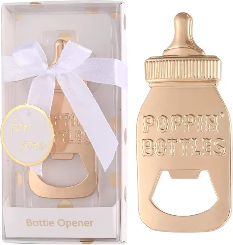 Paquete de 12 abridores de botellas para baby shower, recuerdos para invitados, bonitos abrebotellas con forma de poppin, recuerdos para baby Blanco