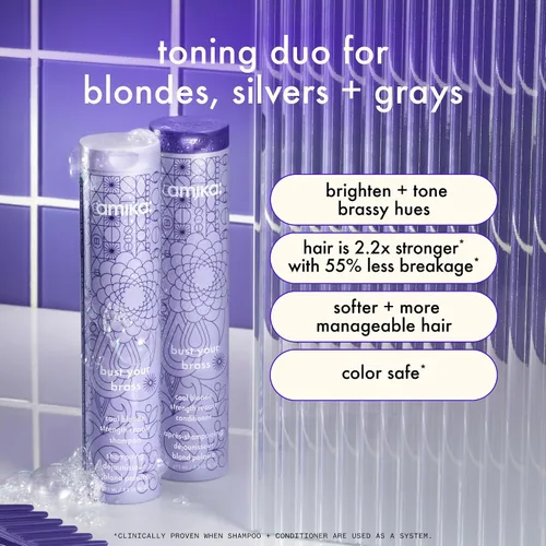 Miniatura 2 de amika bust your brass cool blonde strength repair shampoo
