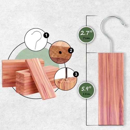 Miniatura 3 de Cedar Space Bloques de cedro para almacenamiento de ropa, paquete de 18 colgantes de cedro, 100% madera de cedro natural para tablones de armario