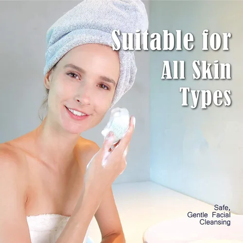 Miniatura 4 de myHomeBody Esponjas faciales naturales de Konjac - para una limpieza y exfoliación facial suave - con carbón activado y aloe vera, juego de 4