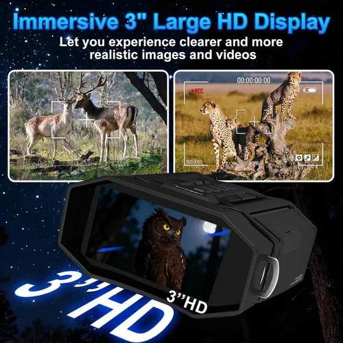 Miniatura 5 de Gafas de visión nocturna y prismáticos de visión nocturna, batería recargable de 4000 mAh, tarjeta de 32 GB, linterna integrada y botones