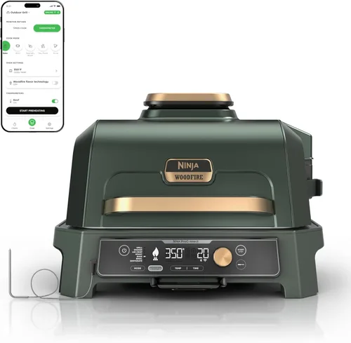 Miniatura 12 de Ninja Woodfire Pro Connect XL - Parrilla y ahumador para exteriores Bluetooth, aplicación habilitada Parrilla 7 en 1, ahumador de barbacoa, azul