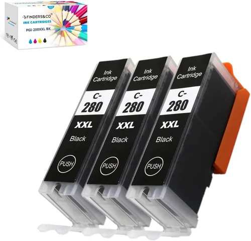F FINDERS&CO 280 PGBK PGI-280 XXL Depósito de tinta negra con Canon PIXMA TS6320 TR7520 TS8120 TS8320 TR8520 TS9120 (3X PGI-280XXL PGBK)