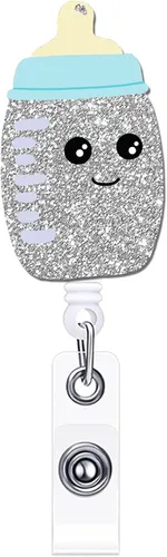 Carrete de insignias para biberón y huellas, carretes retráctiles con clip de identificación, lindo clip de insignia de enfermera para obstetra