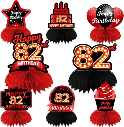 Miniatura 86 de Feliz Cumpleaños 15 Centros de Mesa de Panal Rojo y Negro Globos Decoración Temática de Mesa Decoraciones de Mesa Adornos de Mesa para Niñas Mujeres