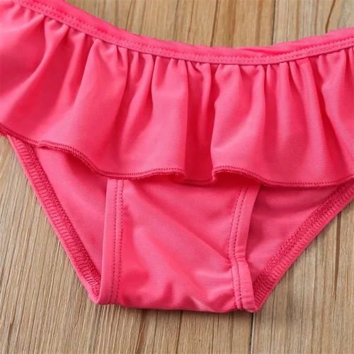 Miniatura 4 de Yccutest Traje de baño de flores para bebé, 3 piezas, parte superior triangular, parte inferior con volantes, sombrero para el sol, conjunto