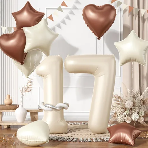 Miniatura 68 de Globos dorados de color champán con el número 11, globos de oro claro, globo de aluminio dorado con forma de corazón con estrella y globo largo