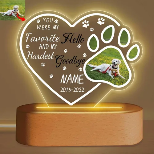 Lámpara Nocturna Personalizada de Recuerdo para Mascotas, Lámpara de Noche de Simpatía, Lámpara de Acrílico Personalizada con Foto, Placa de Foto de