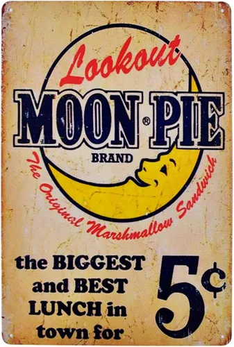 Flytime Lookout Moon Pie The Biggest and Best Lunch in Town for 5 Cent - Letreros de lata vintage, café, campo, hogar, bar, decoración de pared,