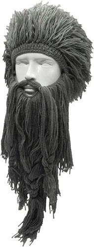 Miniatura 2 de Creative Barbarian Knit Beard Hat Funny Knit Hat Wig Beanie Hat Beard Facemask