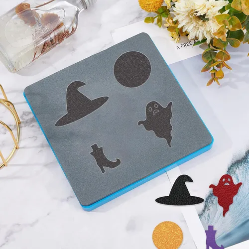 Miniatura 9 de SUPERDANT Troquel de corte de cuero fantasma de Halloween, 4 formas, aretes de madera, molde de corte de joyería de cuero, molde para el día