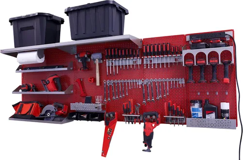 Miniatura 33 de OmniWall Weekend Warrior Ultimate Tool Kit - Sistema de Almacenamiento de Pared de Tablero de Clavos de Metal de 96" x 32" Negro/Naranja