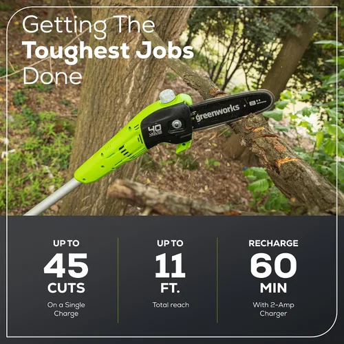 Miniatura 3 de Greenworks Sierra de poste inalámbrica de 40 V y 8 pulgadas, batería de 2.0 Ah y cargador incluidos PS40B210