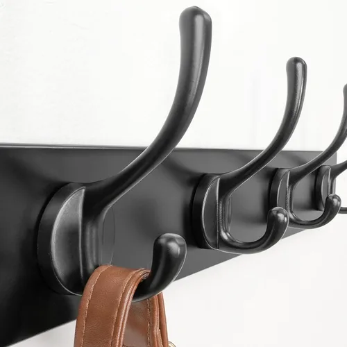 Miniatura 3 de Dseap Perchero de abrigos montado en la pared: 16" de agujero a agujero, colgador de abrigos con 5 ganchos de metal para colgar abrigos, toallas