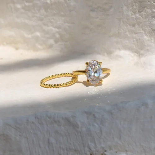 Miniatura 8 de Lemon Grass - Anillo de compromiso con solitario ovalado de 2.75 quilates, en plata esterlina 925. Talla 4-9.