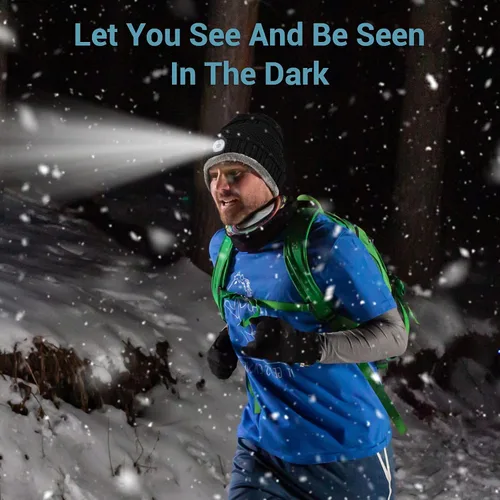 Miniatura 3 de HIGHEVER Gorro LED con luz, regalos para hombres y mujeres, linterna con faro, gorro de invierno