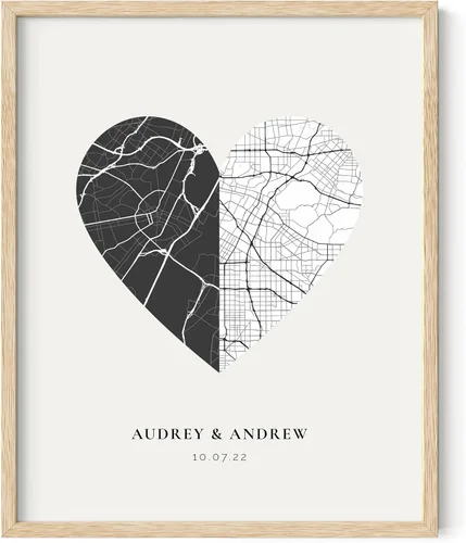 HAUS AND HUES Póster personalizado con forma de corazón – Regalo personalizado para él y ella – Póster único para parejas – Regalo para bodas,