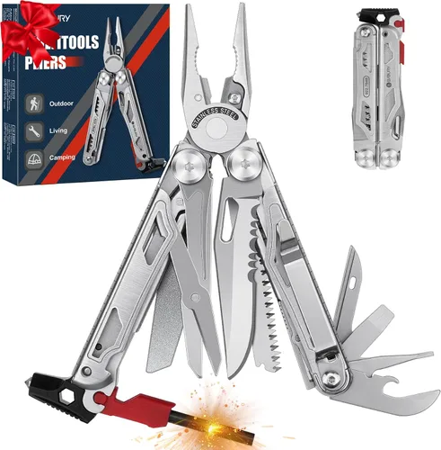 Miniatura 8 de BIBURY Multitools BI2043 - Alicates portátiles multiherramienta plegables con resorte con tijeras, abrelatas y destornillador, herramientas EDC