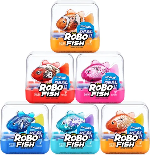 Miniatura 8 de Robo Alive Robo Fish, peces robóticos de natación (Azul + Rojo) de ZURU, activados por agua, cambian de color, vienen con baterías, Exclusivo