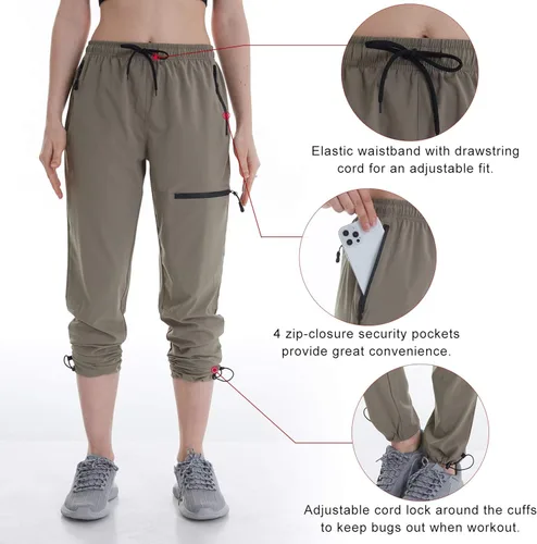 Miniatura 2 de Pantalones deportivos tipo cargo de senderismo para mujer pantalones deportivos capris casuales ligeros de secado rápido UPF 50