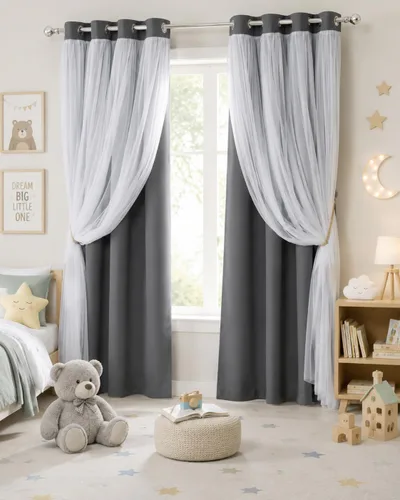 Miniatura 11 de PONY DANCE Cortinas de Doble Capa - Cortinas Opacas de 63 Pulgadas de Largo, Diseño con Ojales en la Parte Superior, Paneles Transparentes Blancos