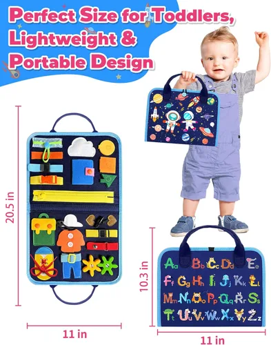 Miniatura 6 de Gojmzo Juguetes Montessori de tablero ocupado para niños pequeños, regalos de cumpleaños, libro ocupado, juguetes sensoriales para niños pequeños