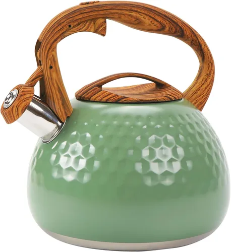 Miniatura 17 de Hervidor de Té Foedo para Estufa, Teteras Silbantes de 2.6 Cuartos para Estufa, Mango Plegable Resistente al Calor, Tetera Bonita (Beige)