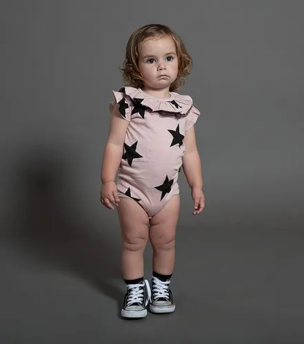 Miniatura 3 de NUNUNU Enterizo de manga corta para bebé, 100% algodón, unisex para niñas y niños