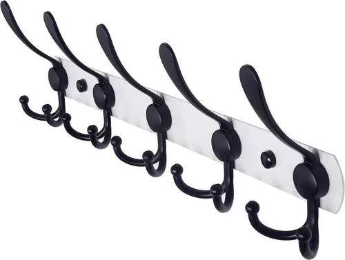 Miniatura 82 de Dseap - Perchero para pared, 5 ganchos triples, resistente, acero inoxidable, riel de gancho de metal para abrigos, sombreros, toallas, bolsos