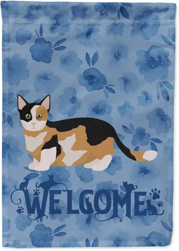 Miniatura 347 de Caroline's Treasures CK4813CHF - Bandera de bienvenida con gato abisinio azul, manga grande, para porche, para colgar en la pared, poliéster