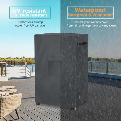 Miniatura 6 de Cubierta para enfriador de aire evaporativo, resistente al agua, 600D, para exteriores, para unidades exteriores, compatible con Hessaire MC26A