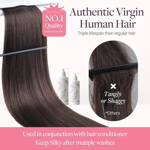 Miniatura 2 de GOO GOO Genius - Extensiones de cabello humano de trama, mezcla sin costuras y sin volumen plano, volumen natural para mujer, 1 negro azabache de 14