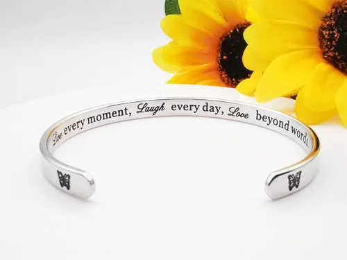 Miniatura 223 de Pulseras inspiradoras para mujer, joyería de acero inoxidable, con refranes, pulsera motivacional con mensaje oculto, pulseras grabadas para mejor