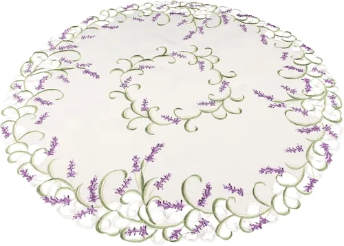 Miniatura 3 de Mantel grande bordado morado lavanda lila, mantel pequeño, mantel redondo (33 pulgadas, redondo)