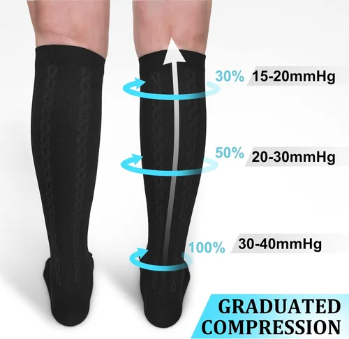 Miniatura 2 de Calcetines de compresión graduados médicos de 30-40mmHg para mujeres y hombres, medias de compresión de circulación, calcetines altos hasta