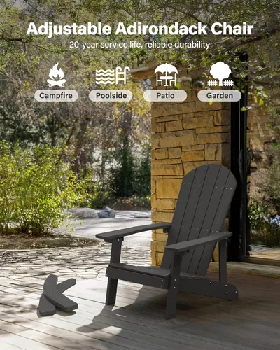 Miniatura 7 de YEFU Mecedora para exteriores, mecedora Adirondack, silla mecedora de patio con respaldo ancho, silla mecedora de gran tamaño con aspecto de madera