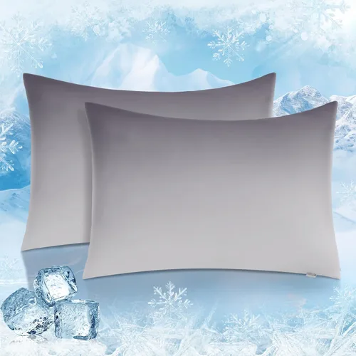 Miniatura 19 de LUXEAR Fundas de almohada refrescantes tamaño King, paquete de 2 fundas de almohada Arc-Chill Cool con diseño de doble cara [Refrescante y algodón]
