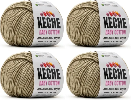 Miniatura 57 de Keche Hilo de algodón, 60% algodón, 40% hilo acrílico, hilo de algodón suave para crochet y tejer, hilo amigurumi, 1 madeja/bola, 1.76 onzas (50g)