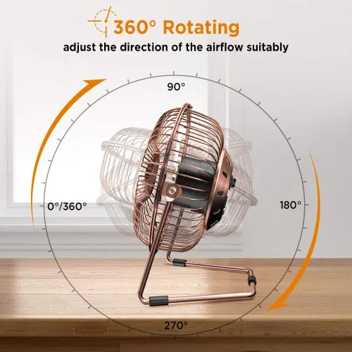 Miniatura 5 de EasyAcc Ventilador de escritorio USB de 6 pulgadas, rotación de 360°, pequeño y silencioso, potente flujo de aire portátil fuerte, mini ventilador