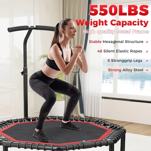 Miniatura 3 de HYD-Parts 40"/48“ Rebounder Trampoline for Adults with Bungee Cords, Portable Fitness Exercise Mini Trampoline, Small Rebounder Indoor/Outdoor