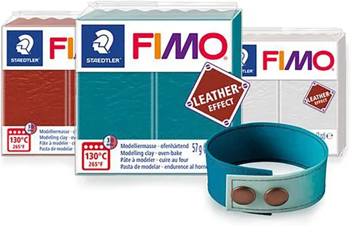 Miniatura 8 de STAEDTLER Fimo 8010-809 - Arcilla para modelar endurecimiento en horno (efecto cuero), color gris paloma
