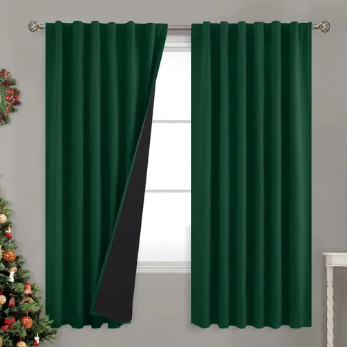 Miniatura 56 de BGment Cortinas 100% opacas beige de 63 pulgadas de largo con forro aislante térmico, bolsillo para varilla y lengüeta trasera de doble capa