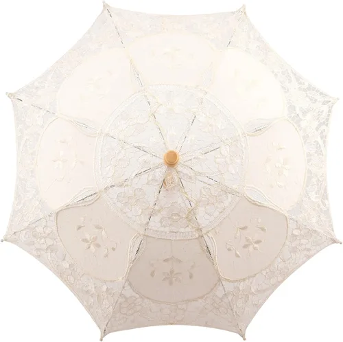 Denpetec Sombrilla de encaje vintage para boda o novia, paraguas para fotografía de novia, para mujer, diseño de escenario, color blanco