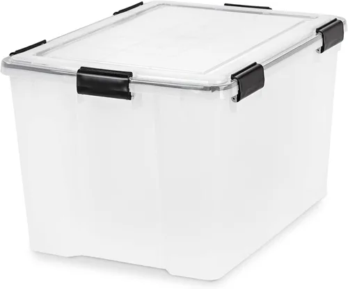 Miniatura 8 de IRIS USA - Contenedor organizador de plástico hermético para almacenamiento, 74 cuartos de capacidad, con tapa duradera, sello y hebillas de cierre