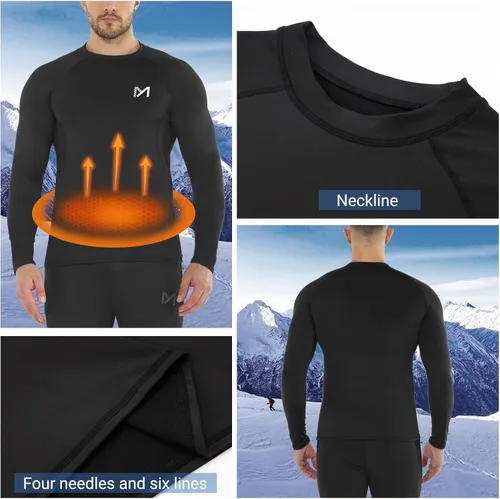 Miniatura 16 de MEETWEE Paquete de 4/5 camisas de compresión térmica para hombre, manga larga, forro polar, capa base, equipo de entrenamiento de invierno