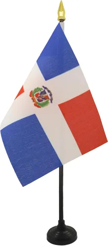 Miniatura 32 de Venezuela Old 7 estrellas con brazos Bandera de mesa 4'' x 6'' - Antigua bandera venezolana de escritorio 5.9 x 3.9 in - tapa de lanza dorada - AZ