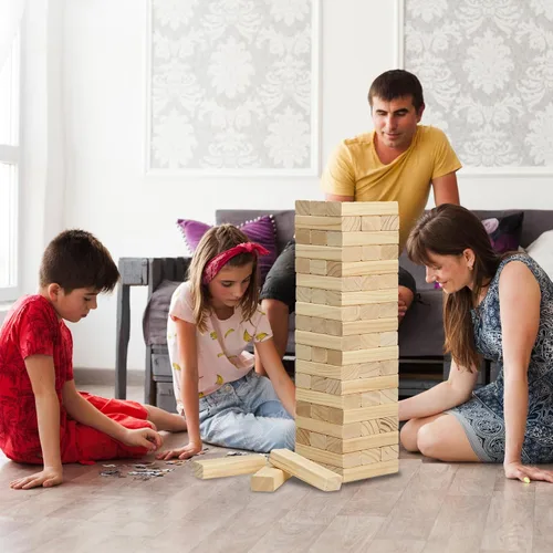 Miniatura 6 de Olsa Torre Gigante Tumble Tower de 57 Piezas de Bloques de Madera Apilables Juegos de Patio con Bolsa de Transporte Juego Clásico