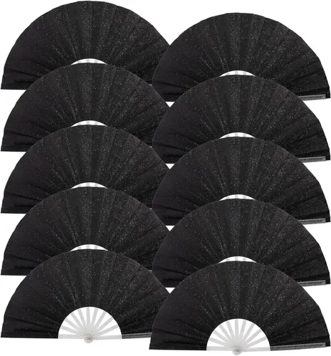 10 ventiladores plegables grandes de mano para hombres y mujeres, abanicos decorativos plegables, accesorios rave, utilizado para bailes, fiestas,